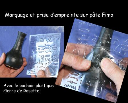 LE PLASTIQUE EN CREUX PERMET DE REALISER DES EMPREINTES EN RELIEF SUR LA PATE FIMO COLLEE SUR LE POT