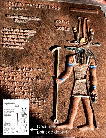 REPRODUCTION RELIEF DU DIEU ZOBEK EN GRANIT RECONSTITUE